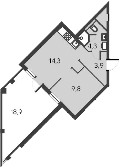 Планировка — Alba del Mare, 2-комн., 32 м²