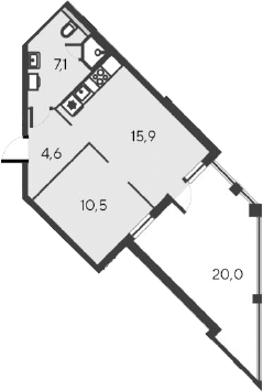 Планировка — Alba del Mare, 2-комн., 38 м²
