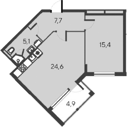 Планировка — Alba del Mare, 2-комн., 53 м²
