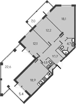 Планировка — Alba del Mare, 4-комн., 77 м²