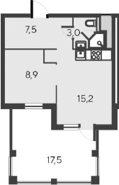 Планировка — Alba del Mare, 2-комн., 35 м²