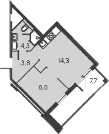 Планировка — Alba del Mare, 2-комн., 31 м²