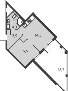 Планировка — Alba del Mare, 2-комн., 32 м²