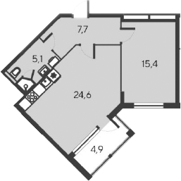 Планировка — Alba del Mare, 2-комн., 53 м²