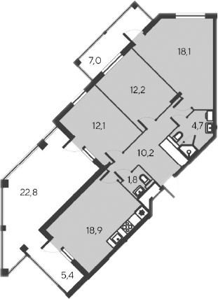 Планировка — Alba del Mare, 4-комн., 78 м²
