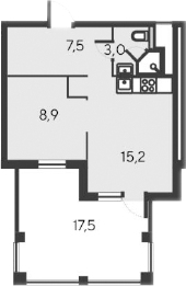 Планировка — Alba del Mare, 2-комн., 35 м²