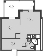 Планировка — Alba del Mare, 2-комн., 35 м²