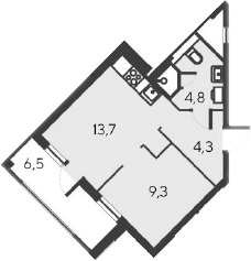 Планировка — Alba del Mare, 2-комн., 32 м²