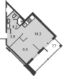 Планировка — Alba del Mare, 2-комн., 31 м²