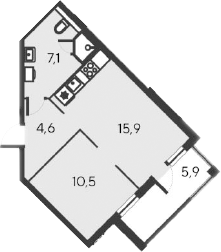 Планировка — Alba del Mare, 2-комн., 38 м²