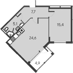 Планировка — Alba del Mare, 2-комн., 53 м²