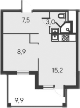 Планировка — Alba del Mare, 2-комн., 35 м²
