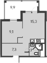 Планировка — Alba del Mare, 2-комн., 35 м²