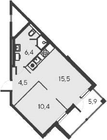 Планировка — Alba del Mare, 2-комн., 37 м²