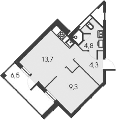 Планировка — Alba del Mare, 2-комн., 32 м²