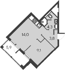 Планировка — Alba del Mare, 2-комн., 31 м²