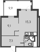 Планировка — Alba del Mare, 2-комн., 35 м²