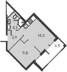 Планировка — Alba del Mare, 2-комн., 32 м²