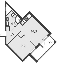 Планировка — Alba del Mare, 2-комн., 32 м²