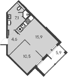Планировка — Alba del Mare, 2-комн., 38 м²