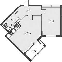 Планировка — Alba del Mare, 2-комн., 52 м²