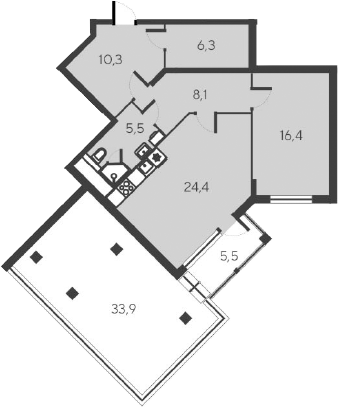 Планировка — Alba del Mare, 2-комн., 71 м²