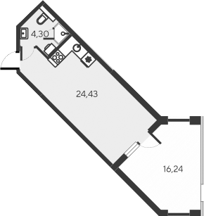 Планировка — Alba del Mare, Студия, 29 м²