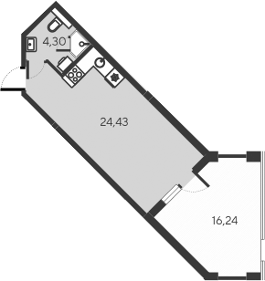 Планировка — Alba del Mare, Студия, 29 м²