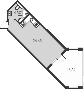 Планировка — Alba del Mare, Студия, 29 м²
