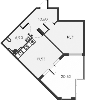 Планировка — Alba del Mare, 2-комн., 53 м²