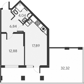 Планировка — Alba del Mare, 2-комн., 42 м²