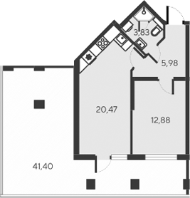 Планировка — Alba del Mare, 2-комн., 43 м²