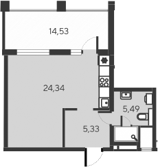 Планировка — Alba del Mare, Студия, 35 м²