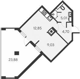 Планировка — Alba del Mare, 2-комн., 32 м²