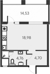 Планировка — Alba del Mare, Студия, 28 м²