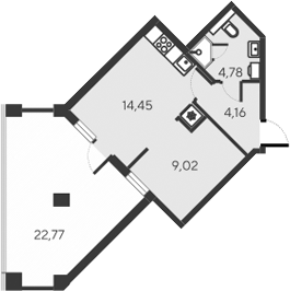 Планировка — Alba del Mare, 1-комн., 32 м²