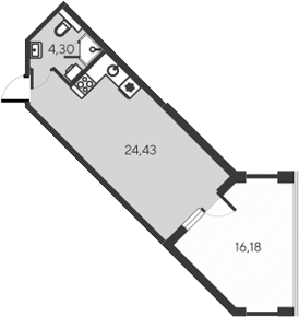 Планировка — Alba del Mare, Студия, 29 м²