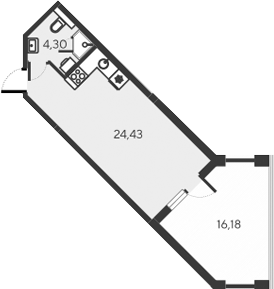 Планировка — Alba del Mare, Студия, 29 м²