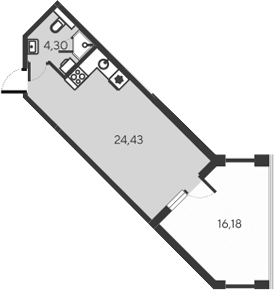 Планировка — Alba del Mare, Студия, 29 м²