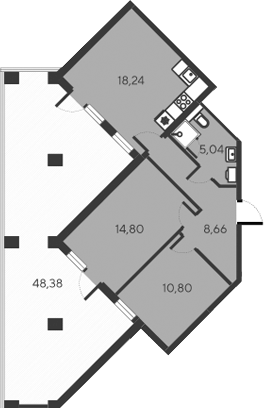 Планировка — Alba del Mare, 3-комн., 58 м²