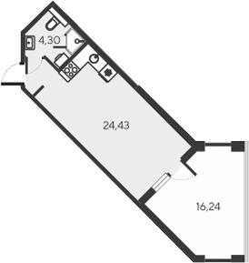 Планировка — Alba del Mare, Студия, 29 м²