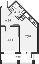 Планировка — Alba del Mare, 2-комн., 42 м²