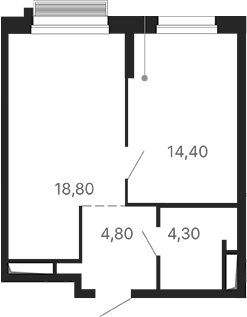 Планировка — Парк Столиц, 1-комн., 42 м²