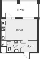 Планировка — Alba del Mare, Студия, 28 м²