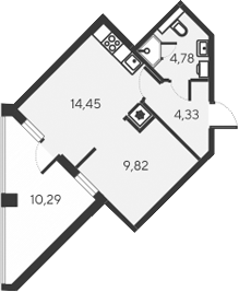 Планировка — Alba del Mare, 2-комн., 33 м²