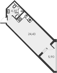 Планировка — Alba del Mare, Студия, 29 м²