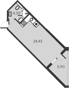 Планировка — Alba del Mare, Студия, 29 м²