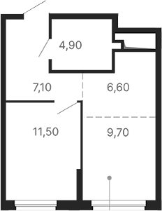 Планировка — Парк Столиц, 1-комн., 40 м²