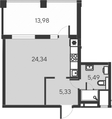 Планировка — Alba del Mare, Студия, 35 м²