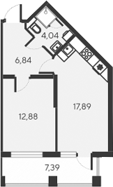 Планировка — Alba del Mare, 2-комн., 42 м²
